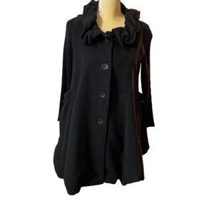 Araso Coat/ Jacket Pleated Wool In Black Button Down Size S